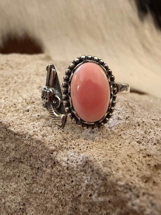 SouthWestArtisans Jewelry - ❤️ Queen Pink Conch Gun Revolver Sterling Western By-Pass Floater Ring Adj 7.75+